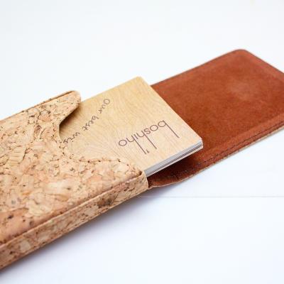 China Fashion BOSHIHO Eco-Friendly Cork Vegan Reuse Environment Fabric Cork Vegetarian Card Holder for sale