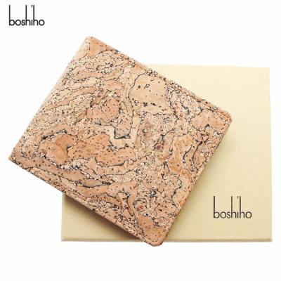 China Eco-Friendly Cheap Designer Wholesale RFID Credit Card Cork Wallet For Men New Cork Stump Texture Slim for sale