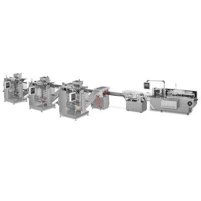 China Chunguang OEM Integration Electrical-Mechanical GMP Standard Food Pouch Cartoning Production Line for sale