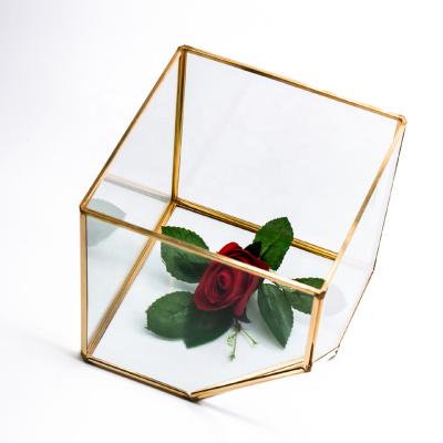 China Modern home decor cube factory wholesale leaning geometric mini greenhouse without glass for sale