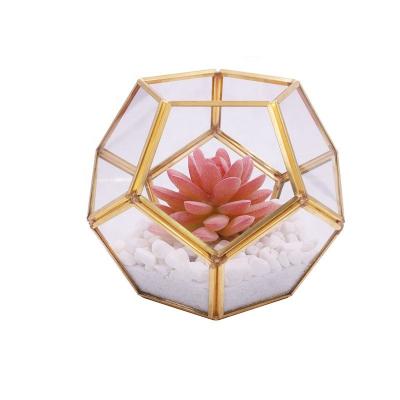 China Modern High End Mini Plant Greenhouses Glass Air Flower Room With Copper Frame For Home Decoration for sale