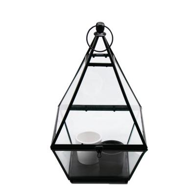 China Modern Hot Sale Mini Greenhouse Decorative Led Glass Made Black Geometric Glass Mini Greenhouse Glass Flower House Used For Weddings, Banquets, Etc. for sale