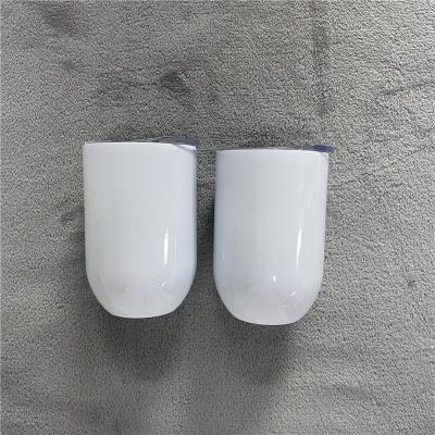 China Sustainable DIY Masks Sublimation Coating 12oz White Straighter Wine Glass For Blank Sublimation Transfer for sale