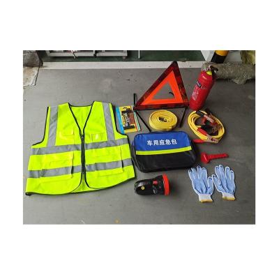 China New Product 10pcs Triangle Portable Safety Vest Portable First Aid Bag Roadside Car Safety Tool Emergency Warning Kit for sale