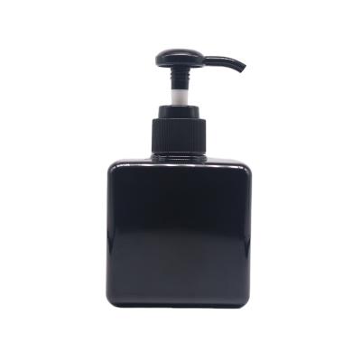 China Maysure Plastic Cosmetic Black Square Lotion Packaging 8oz 15oz 23oz Bottle With Pump Sprayer Body Soap Shampoo Custom Printing Bottle for sale