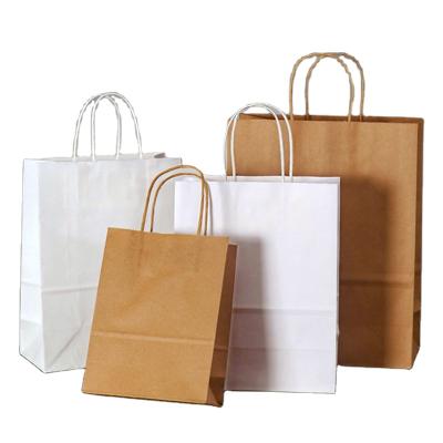 China MAYSURE Recyclable Food Kraft Paper Bags With Handle White Paper Bag With Printed for sale