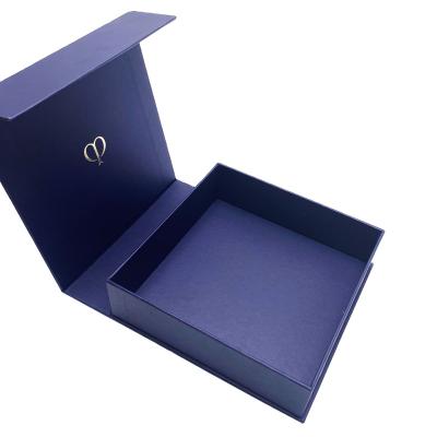 China High End Materials Skin Care Gift Box Recycled Dark Blue Cosmetic Gift Box With Hot Stamp Your Brand Paper Boxes for sale