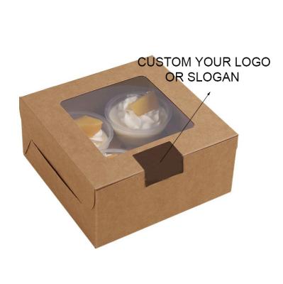 China Customizable Materials Logo And Food Grade Recycled Brown Wrapping Paper Stickers Inserts Bakery Dessert Packaging Cake Boxes for sale