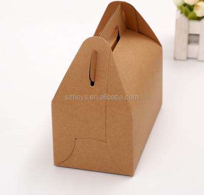 China Recyclable Custom Printing Brown Craft Cake Box Logo With Handle Wedding Box Packaging for sale