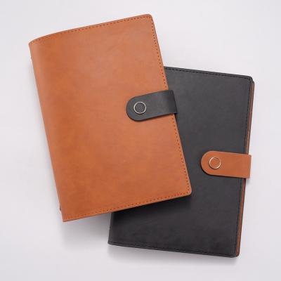 China Refillable Hardcover Book Black A5 Cover Notebook, PU Leather Diary 6 Binder Book, Business Brown Softcover Leather Binder for Notebook for sale