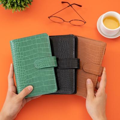 China A6 Hardcover PU Crocodile Binder, Custom Leather A5 Planner with Ring Crocodile Pattern Binder Notebook, Macaron Binder A5 A6 for sale