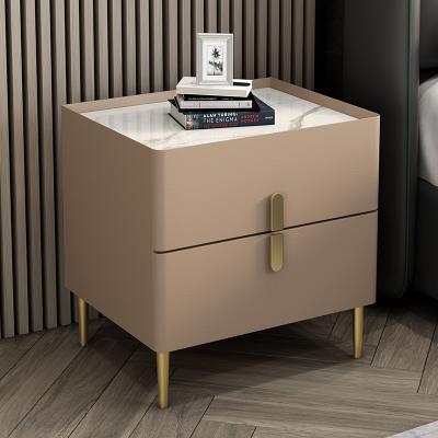 China Modern Popular fashion beige bedside tables modern bedside cabinets furniture nightstand black with 2 drawer for sale