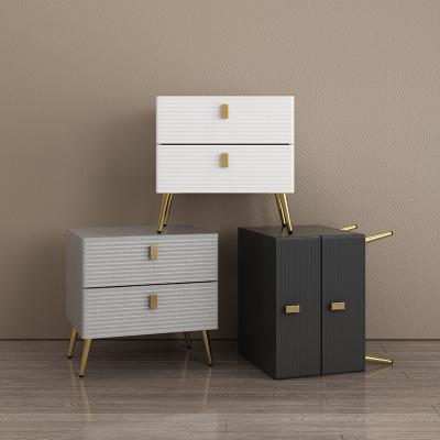 China Modern Hot Sale Louver style white modern nightstand bedside table drawer storage bedside cabinet bed side table for sale