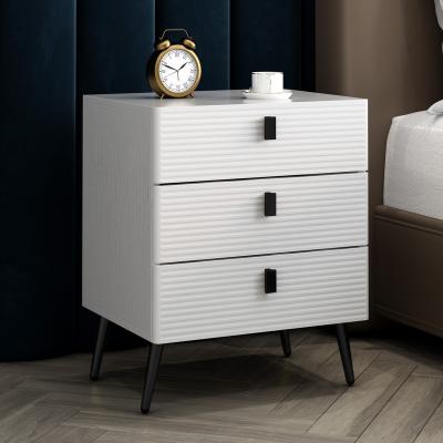 China Modern Fashion Design Unpainted modern bedside tables bedside cabinet 3 drawers furniture modern night stand for sale