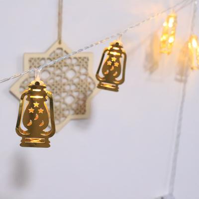 China Ramadan Decorations Led Lights Gold Iron Kerosene Lamp String Lights US Plug Eu Plug 110V-220V for sale