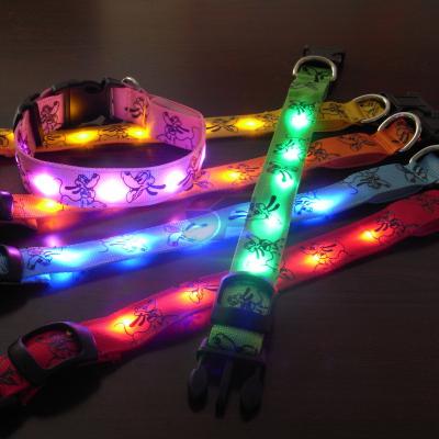 China Rechargeable Dog Training Collar LED Dog Collar Petstar Accessories Factory Supply Pet Cat Custom Logo Print DETACHED Dog Collar for sale