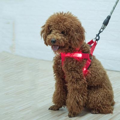 China Flashing Modes Safety LED Dog Harness Reflective Light Vest USB Rechargeable Rainproof Lights Weight for sale