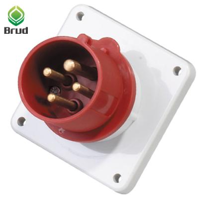 China 16 amp 4p 400v 6h ip44 high quality red industrial power socket outlet hidden panel mounted socket for sale