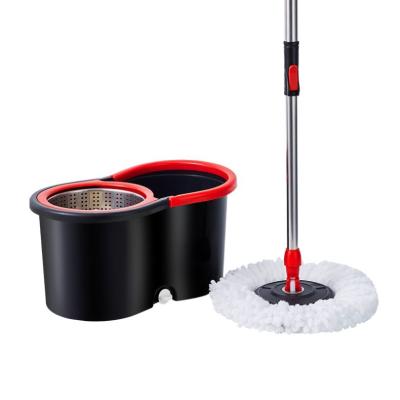 China Sustainable Spin Mop Bucket, Stainless Steel Deluxe 360 Spinning Mop Bucket Floor Cleaning System with wheels and mop for sale