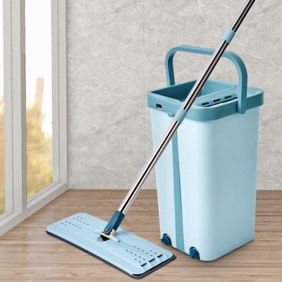 China Hot Sustainable Selling No Rotating Hand Wash Brooms Floor Handle Cleaning Broom Set With Plastic Mop Bucket for sale