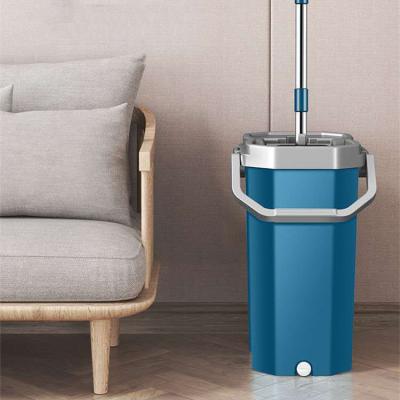 China 360 Microfiber Floor Cleaning Cloth Water Sustainable Compression Telescopic Bucket Dry And Wet Mop for sale