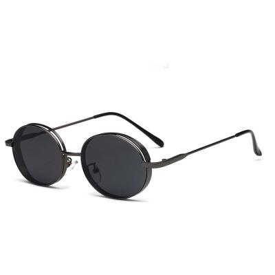 China Fashion sunglasses 2021 new unisex metal small vintage hip-hop oval glasses shade custom tis women frames fashionable punk sunglasses men for sale