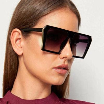 China Wholesale Fashion Sunglasses Shape Luxury Square Metal Big Frame Female Oversized Sunglasses Women Glass Shades for sale