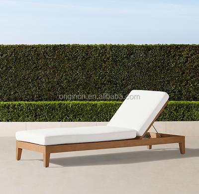 China Modern Solid Teak Garden Furniture Backrest Adjustable Handcrafted Wooden Sun Beds Beach Sofa for sale