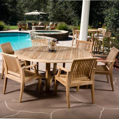 China Traditional Round Table Designed Classic Outdoor Dining Chairs Set Furniture Teak Wood for sale