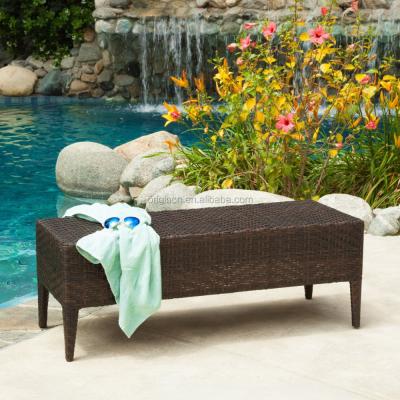 China Modern Wholesale Outdoor Hotel Home Furniture Rattan Wicker Craft Sitting Single Pool Bench for sale