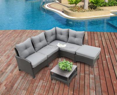 China Small Recliner Sofa Porcelain Rattan Modern Home L Shaped Outdoor Sectional Sofa Garden Outdoor Furniture for sale