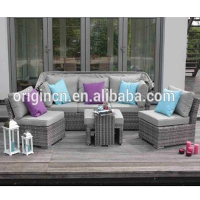 China Resin modern stylish wicker cheap patio rattan sofas multifunctional sofa beds for sale