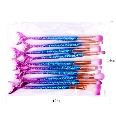 China XINYAN 2020 Long Lasting 10pcs Series Powder Eyeshadow Mermaid Makeup Brush Synthetic Hair Makeup Brush Set for sale