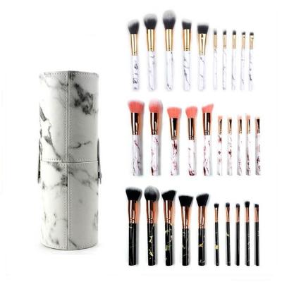 China Angular Blush XINYAN 10Pcs/5Pcs Synthetic Cosmetics Makeup Brush Set OEM Private Label Marble Makeup Brush Set With Bag for sale