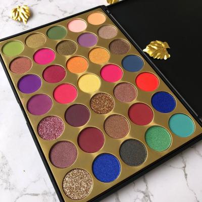 China XINYAN tock 35 color gold eyeshadow palette waterproof dye private label luxury matte eyeshadow palette for sale