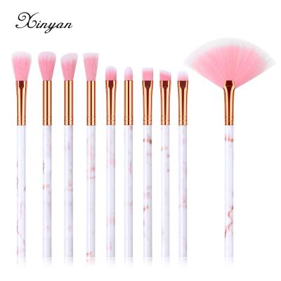 China Angular Blush XINYAN Marble 10pcs Eye Makeup Brushes Eye Shadow Brush Professional Fan Brushes Yiwu Cheaper Price for sale