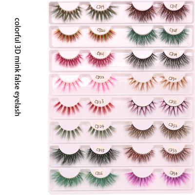 China XINYAN Colorful 3D Mink Hair Colored Eyelashes Cross False Eyelashes Beauty Eye Tools Makeup Makers Person for sale