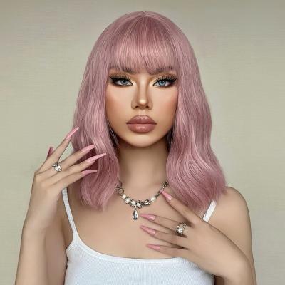 China XZL Water Wave BEAUTY Pink Color Modern Wig Synthetic Hair Wigs For Women for sale