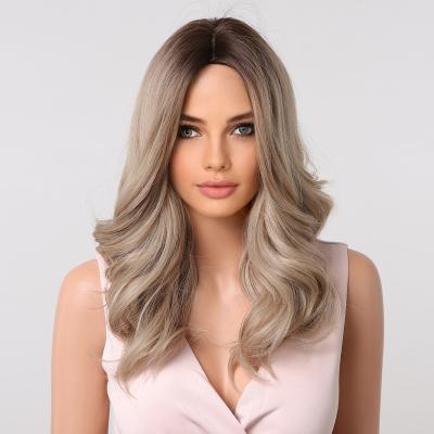 China Body Wave XZL BEAUTY Wig 18inches Long Wave Natural Wavy Blonde Synthetic Hair Wigs for sale