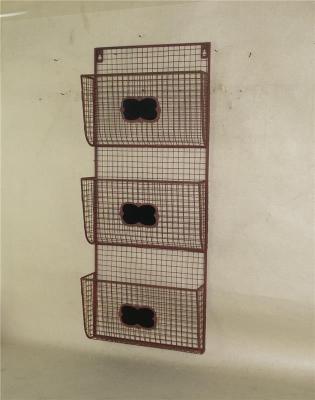 China Wall Mounted Magazine Rack 3 Bin Wire Book Magazine Display Rack With Table, Newspaper Magazine Display Racks For Office for sale