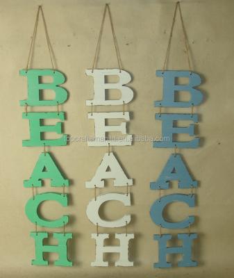 China Distressing Wooden Europe Beach Wall Art, Beach Style Hanging Wall Decor, Beach Letters Sign for sale