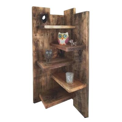 China Rustic Floating Wall Shelf with Zigzag Design, Shelf, Brown Rustic Corner Wall Shelf for sale