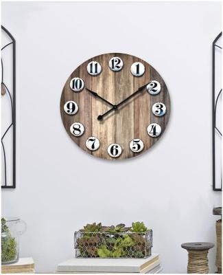 China Home decor inspired round wooden wall clock for living room, kitchen home decor for sale