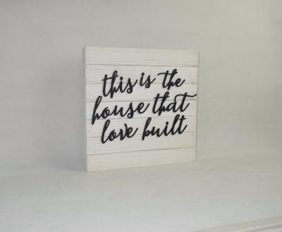 China Eco Friendly This is the Home That Love Built Laser Letters Wooden Wall Art, Bedroom Decor, Wall Decoration for sale