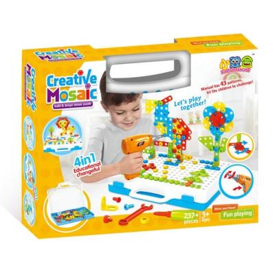 China 2021 New Item Kids Toys 4in1 Indoor Educational Tray Set Mosaic Educational Puzzle For Kids Free for sale