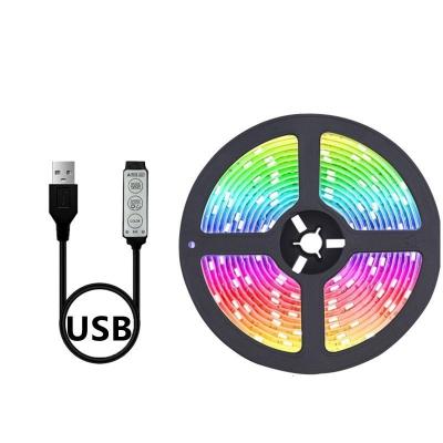 China 5m RGB Strip Light Set 24 keys Bluetooth 5V RGB SMD 5050 LED IP20 Color Temperature CCT RGB for sale