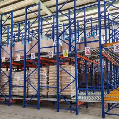 China Safe Warehouse Bury Storage Racking Customized Gravity Roller Pallets Flow Rack for sale