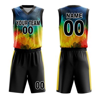 China Custom Antibacterial Best Quality Reversible Basketball Uniform Sets Wholesale Cheap Price Youth Basketball Tank Top With Oversized for sale