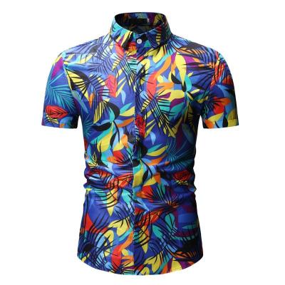 China Custom Wholesale Digital Print Mens 100% Cotton Anti-pilling Hawaiian Shirts for sale