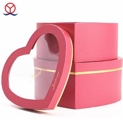 China Handmade Hot Sale Heart Shape Luxury Red Paper Box With PVC Window Custom Packaging Box for sale